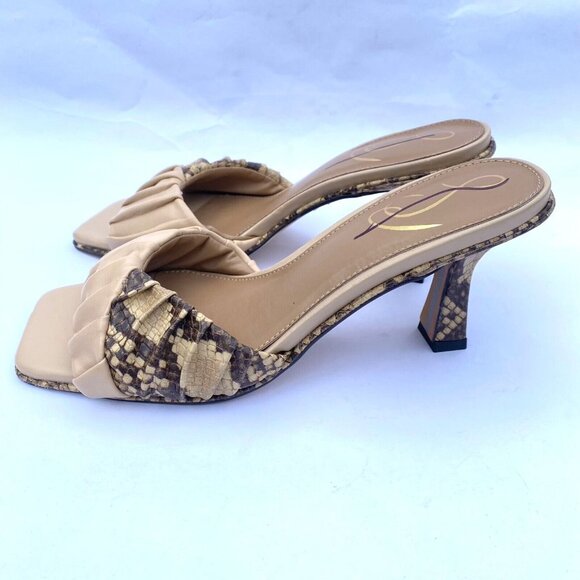 Sam Edelman Kittie Slides 3" Heeled Sandal Sz 6M Beige/Snakeprint NWOB $180 - Picture 6 of 12